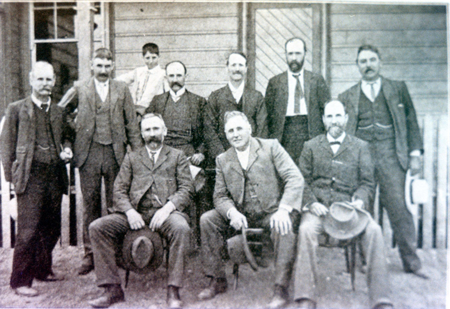 First directors of the first Co-op Butter factory in Tweed District, E.J. Fackerell standing far right. c.1895. M29-09
