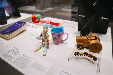 Detail of Nicole Randolf’s objects on display, TRM Murwillumbah, 2017.