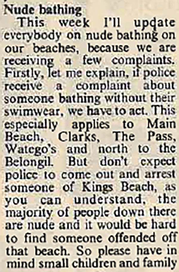 Byron News, Police Beat, February 1989